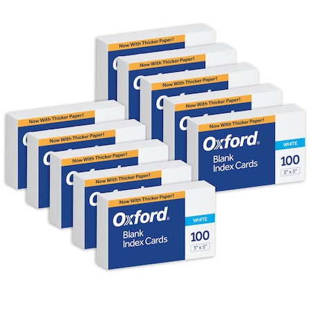 Oxford Blank Index Cards, 3" x 5", White, 1000PK 30EE