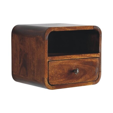 Homeroots 12" Chestnut Solid Wood One Drawer Floating Nightstand 722558