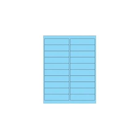 Bubblefast 4 x 1'' Fluorescent Pastel Blue Rectangle Laser Labels-20 Labels per Sheet BFLL177BE