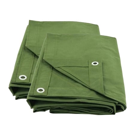 Mytee Products 16ft x 20ft Green Canvas Tarp 12oz Heavy Duty Water Resistant, 2PK CT16-20-GX2