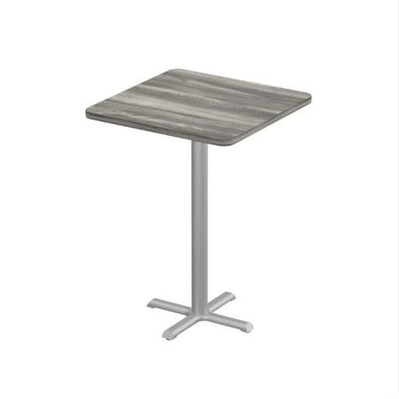Correll Square Cafe Table, 30 in W, 30 in L, 42 in H, Particleboard Top, New England Driftwood SXB30S-52-98-52
