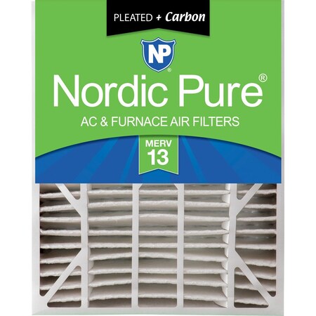 Nordic Pure 20x25x6 Plus Carbon Pleated Air Filter, High Capacity, MERV 13 20x25x6ASGM13+C-1