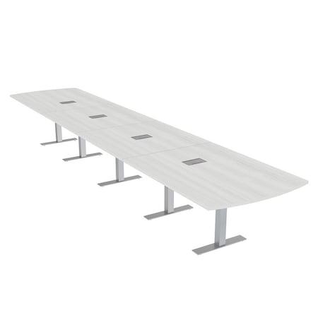 Skutchi Designs 20 Person Conference Table With Power Unit | 20' Arc Rectangle Table | Harmony Series HAR-AREC-48X240-T-WA7976-ESIL