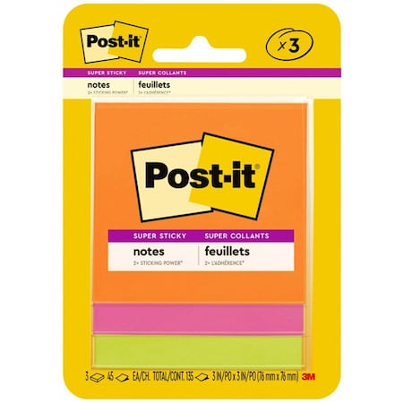 Post-It 3 in. W X 3 in. L Assorted Sticky Notes 3 pad, PK3 3321-SSAU