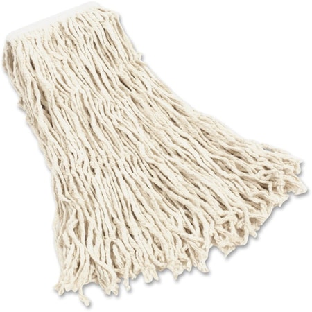 Rubbermaid Commercial 1 in String Wet Mop, 18 oz Dry Wt, Slide On Connection, Cut-End, White, Cotton, PK12 FGV11700WH00