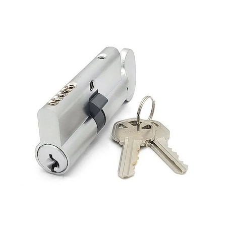 Ecs Hardware Durable Prem Profile Cylinder Single Sided Thumb Turn, Keyed Alike, Kwikset KW1 Keyway, US26D, Satin Ch ECSH-EPCR-26D-KW1-KA10