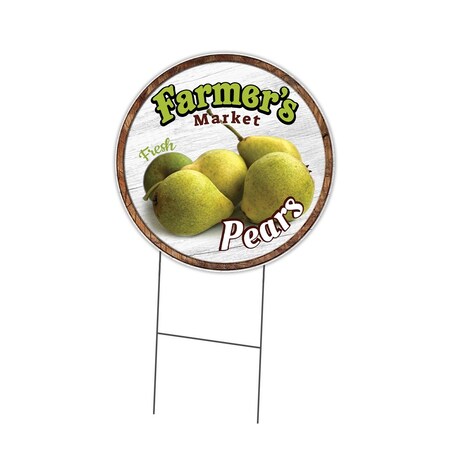 Signmission Farmers Market Pears Double Sided Corrugated Plastic Circle Yard Sign, C-24-CIR-DS-WS- Pears C-24-CIR-DS-WS- Pears