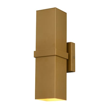 Vaxcel Lavage, 14 in H, Gold Outdoor Wall Sconce, 2-Light, Up-Down Light Fixture T0824