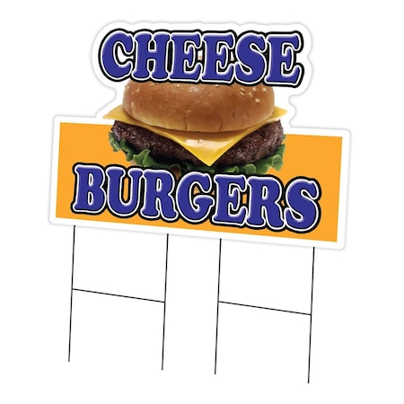 Signmission Cheeseburgers Yard Sign & Stake outdoor plastic coroplast window, C-DC-2436-DS-Cheeseburgers C-DC-2436-DS-Cheeseburgers