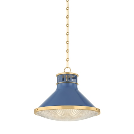 Hudson Valley Lighting Highclere 17.75 in. Pendant in Aged Brass/Soft French Blue by Mark D. Sikes MDS2405-AGB/FBL