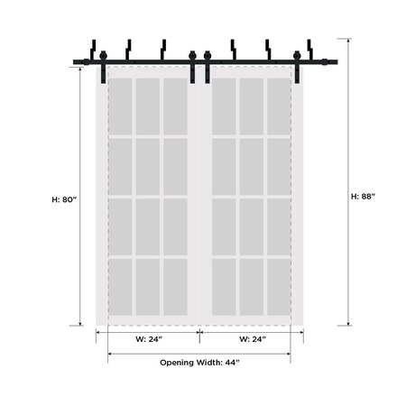 Sartodoors Barn Bypass Interior Door, 48" x 80", White QUADRO4112BBB-WS-48