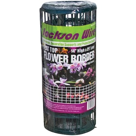 Jackson Wire Flower Fence, 25 ft L, 14 in H, Galvanized Steel, Green 13015330
