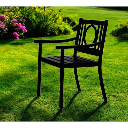 Homeroots 24" Black Steel Geo Back Outdoor Arm Chair 606527