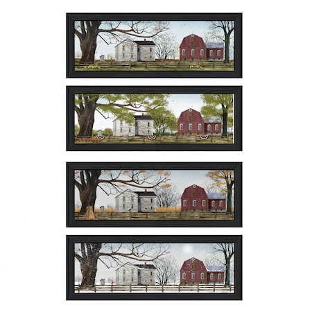 Homeroots Set Of Four Four Seasons Collection II 2 Black Framed Print Wall Art, 4PK 405761