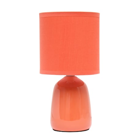 Homeroots 10" Orange Ceramic Round Table Lamp With Orange Drum Shade 643149