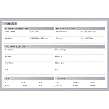 Ghent Time Out Board, Steel, 18 1/2 in, 24 1/2 in, Aluminum Frame, White/Gray, Matte GRPM312T-18
