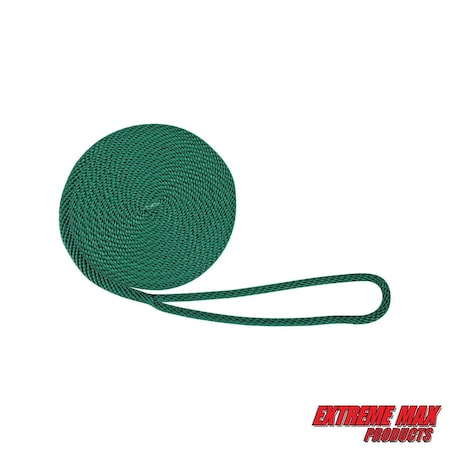 Extreme Max 3006.2338 BoatTector Solid Braid MFP Dock Line - 1/2" x 20', Forest Green 3006.2338