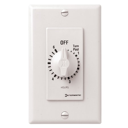 Intermatic Spring Wound Timer, 125-277V, 50/60Hz, SPST, 6Hr, White FD6HW