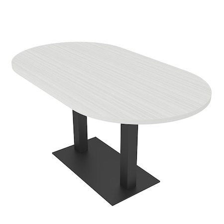 Skutchi Designs Racetrack Conference Table With Power, 36 in W, 72 in L, White HAR-RAC-36X72-DOU.BK-WA7976-NA
