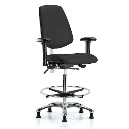 Blue Ridge Ergonomics Clean Room Chair Vin Hi Ben Chair, Med, Bk, Gld Blk, CL100, Adjustable Arms, 26" to 35-1/2" Height BR-NCR-VHBCH-MB-CR-T1-A1-CF-RG-8540