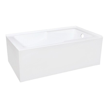 Kingston Brass 60-Inch Acrylic Rectangular 2-Wall Corner Alcove Tub with Corner Apron, Right Hand Drain Hole VTAM6032R22S