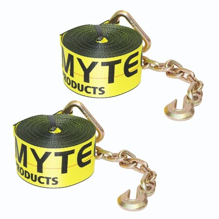 Mytee Products (2 Pack) 3 in. x 30 ft. Winch Strap with Chain Anchor, 2PK WS330CAx2