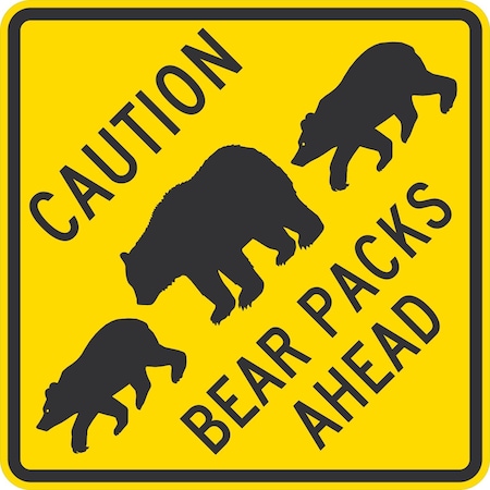 Lyle Bear Packs Ahead With Graphic, 24x24, Diamond Grade, Yellow G-12578-DG_24x24