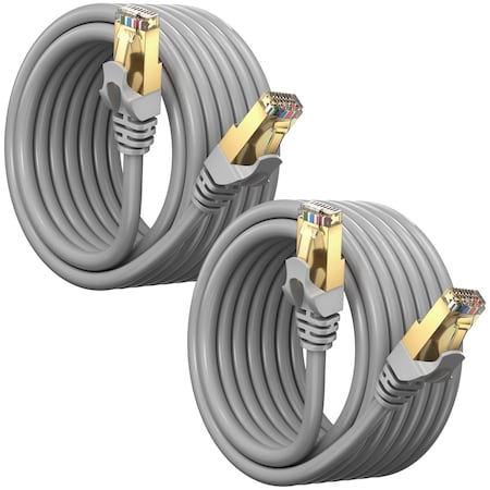 Maximm 10ft Flat Cat7 SFTP Shielded Ethernet Cable, 2PK, Gray, 2PK CAT710FTGrey-2Pk
