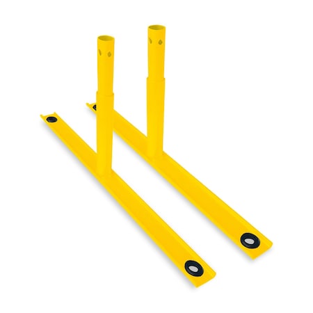 Global Industrial Flat Barrier Feet for Crowd Control Barrier, Yellow Powder Coat, 2PK 670864