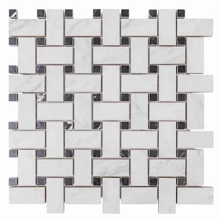 Apollo Tile Regalia 12x12 in. White, Black Matte Gres Porcelain Basketweave Mosaic Tile (5.82 sq ft/case) 6PK VEL88BIABSKMOSA