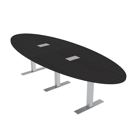 Skutchi Designs 12ft Conference Table With Power Unit | 10 Person Modular Oval Meeting Table | Harmony Series HAR-OVL-48X144-T-U999ST19-ESIL