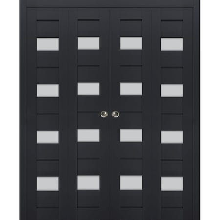 Sartodoors Sliding Closet Double Bi-fold Doors Solid Core Modern Interior VEREGIO7455DBF-ANT-96 x 96 (4* 24x96)