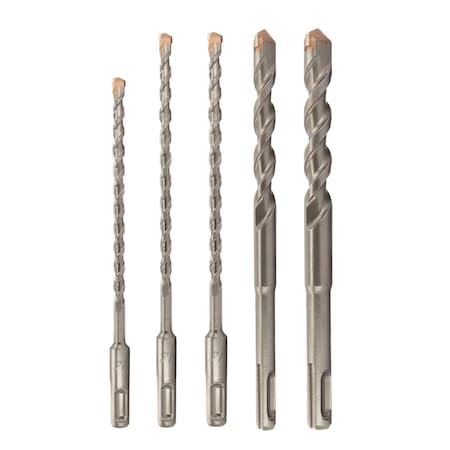 Drill America 3/16" - 1/2" 5 Piece SDS-Plus Hammer Drill Bit Drill Bit Set SDSSET