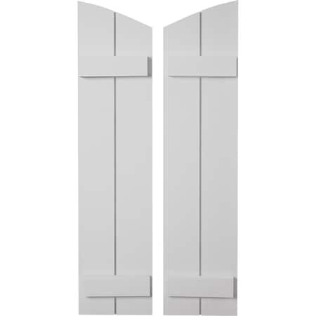 Ekena Millwork Smooth 2 Board Joined Board-n-Batten w/Elliptical Top Faux Wood Shutters, 11W x 70H, PR SHUBJL11X70SMPR