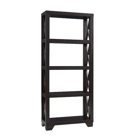 Homeroots 67" Espresso Wood Four Tier Etagere Bookcase 630398