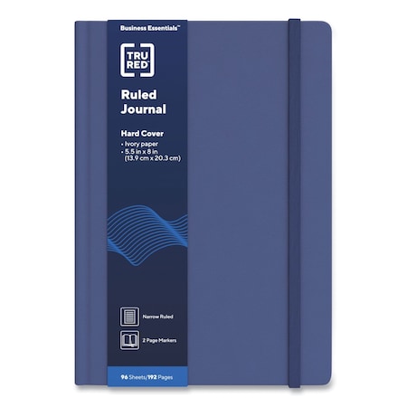 Tru Red Hardcover Business Journal, 1-Subject, Narrow Rule, Blue Cover, 96 8 x 5.5 Sheets TR55731