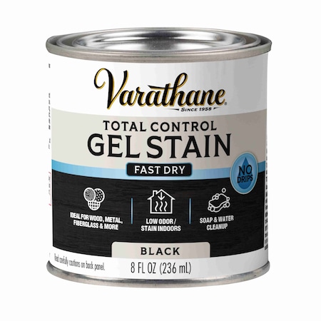 Varathane One Step Water-Based Gel Wood Stain, Black, 1/2 Pint 245278