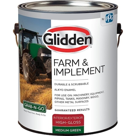 Glidden GLFIIE50GR-01 Exterior Paint, High-Gloss, Medium Green, 1 gal GLFIIE50GR/01