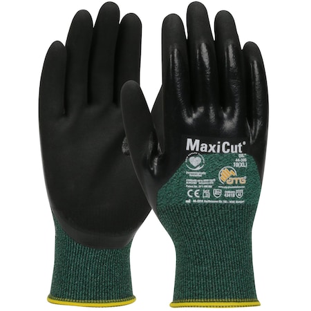 Atg Seamless Knit A2 Engineered Yarn Glove w/Nitrile Coated MicroFoam Grip on Palm, Fingers&Knuckl, 12PK 44-305/L