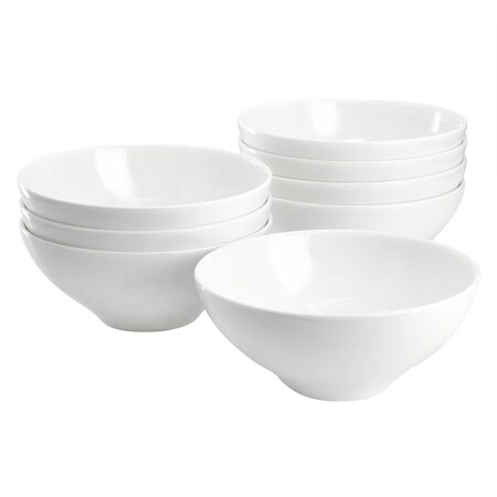 Gibson Elite White Peninsula 8 Piece 6.5 Inch Bone China Cereal Bowl Set in White 750123419M