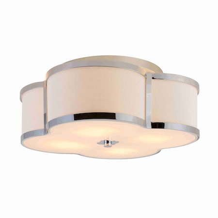 Jonathan Y Quatrefoil 18" Scalloped Shade Metal Classic Glam LED Flush Mount, Chrome JYL9508A