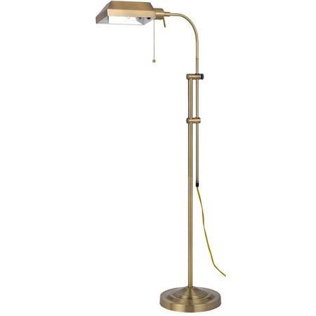 Homeroots 57" Brass Adjustable Traditional Shaped Floor Lamp With Bronze Square Shade 526222