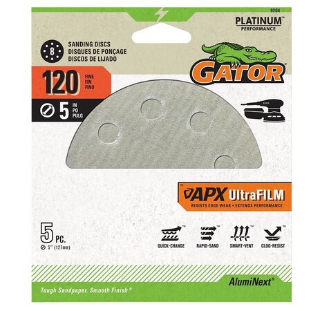 Ali 5 in. 120g Sndng Disc, 5PK 9204