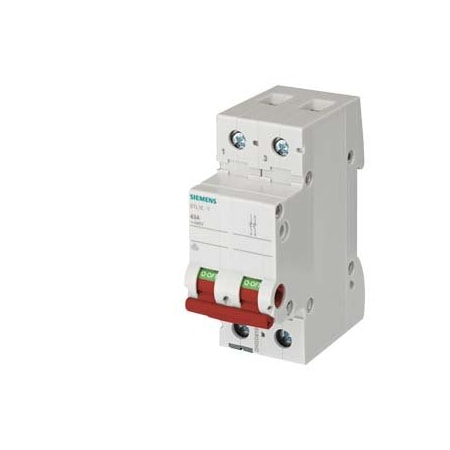 Siemens switch disconnector, on-off switch 63 A 2-pole, with red handle 5TL1263-1