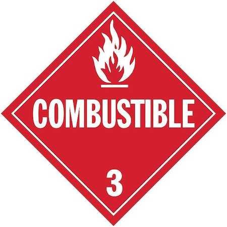 Stranco DOT Container Placard, Combustible, Self-Adhesive Vinyl, 10-4/5" W x 10-4/5" H, 10 PK DOTP-0033-V10