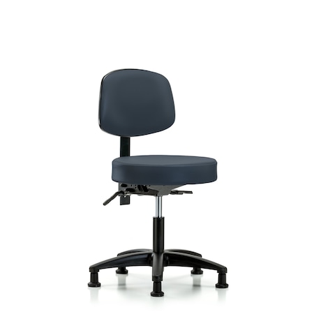 Blue Ridge Ergonomics Desk Stool, Vinyl, Bk, Glides, Nav BR-VDHST-RG-T0-RG-8582