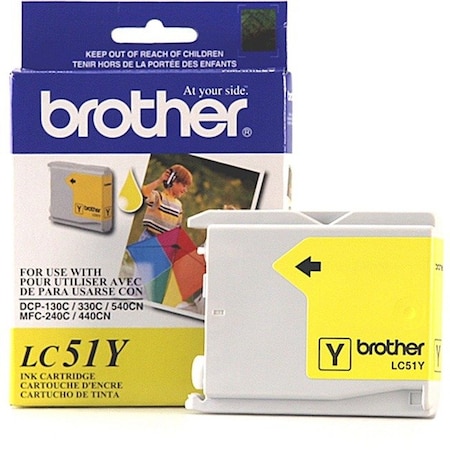 Brother Brother LC51Y Original Ink Cartridge - Inkjet - 400 Pages - Yellow - 1 Each LC51Y