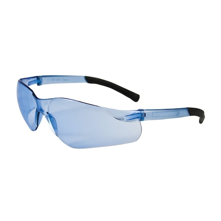Bouton Optical Rimless Safety Glasses with Light Blue Temple, Light Blue Lens and Anti-Scratch Coating 250-06-5503