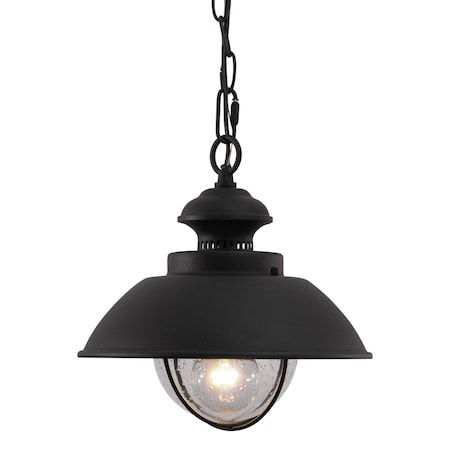 Vaxcel Harwich 1 Light Black Coastal Outdoor Barn Dome Pendant Clear Glass OD21506TB
