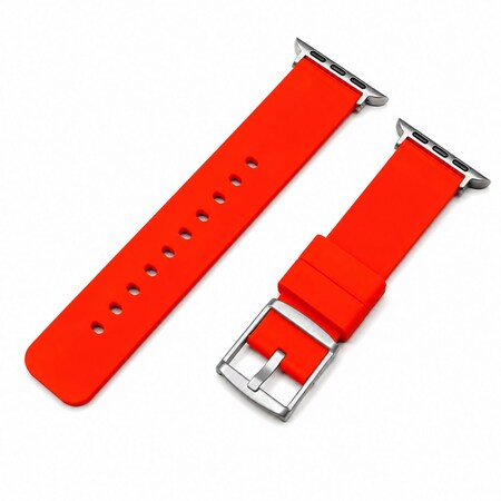 Elegani Replacement Rubber Watch Replacement Band Compatible with Apple Watch 41mm, Red, Silver Buckle OMGSWT-RED-41